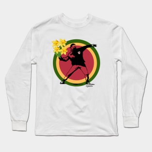 Welsh Banksy Man throwing Daffodils Long Sleeve T-Shirt